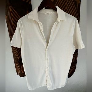 Suitsupply Cotton Silk Off-white Polo-Shirt (M)